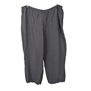 Eileen Fisher Black Linen Blend Crop Wide Leg Pull-On Pant